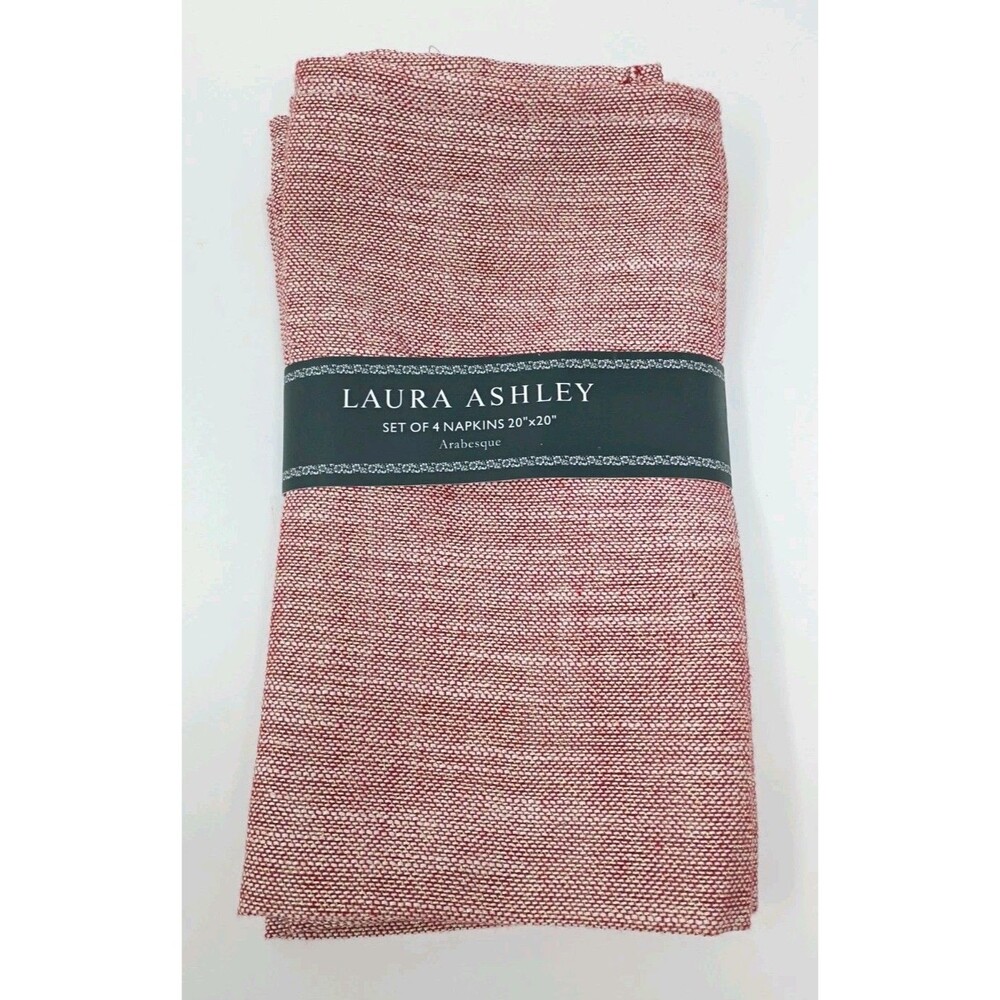 Laura Ashley Arabesque Shimmery Red Set Of 4 Napkins 20"×20" New